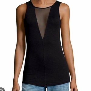 Free People Black Mesh V-front ribbed tank top Size XS​